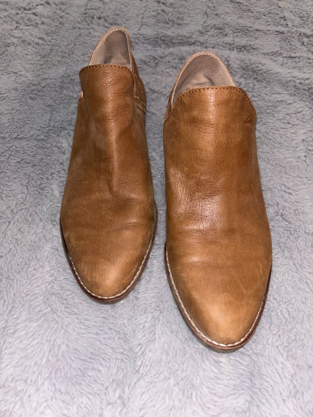 Lucky Brand Fausst Cognac Brown Leather Ankle Booties 8M - Picture 3 of 9